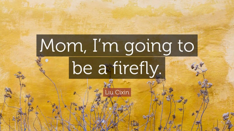 Liu Cixin Quote: “Mom, I’m going to be a firefly.”