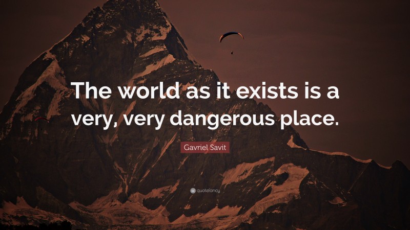Gavriel Savit Quote: “The world as it exists is a very, very dangerous place.”