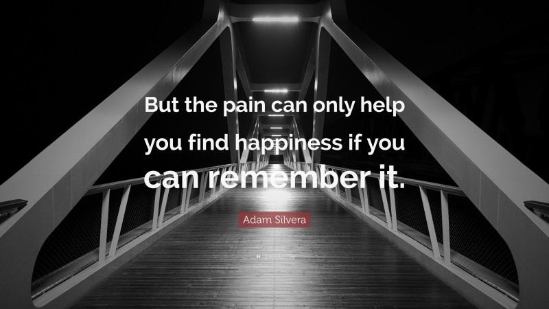 Adam Silvera Quote: “But the pain can only help you find happiness if you can remember it.”