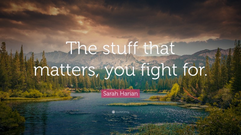 Sarah Harian Quote: “The stuff that matters, you fight for.”