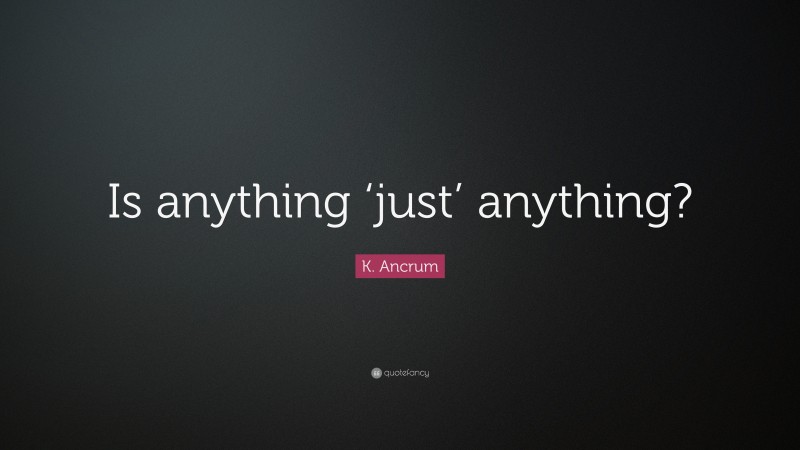 K. Ancrum Quote: “Is anything ‘just’ anything?”