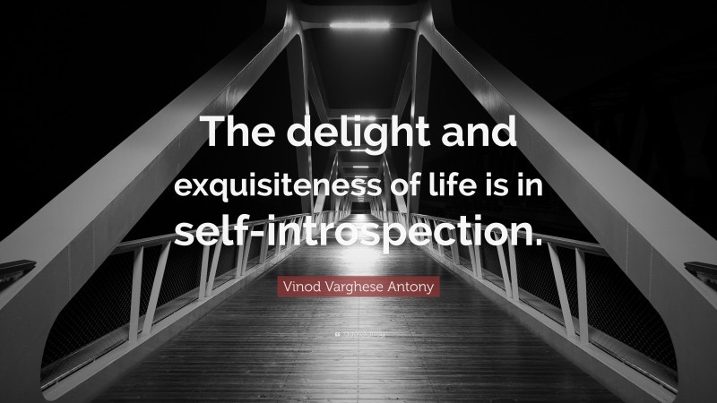 Vinod Varghese Antony Quote: “The delight and exquisiteness of life is in self-introspection.”