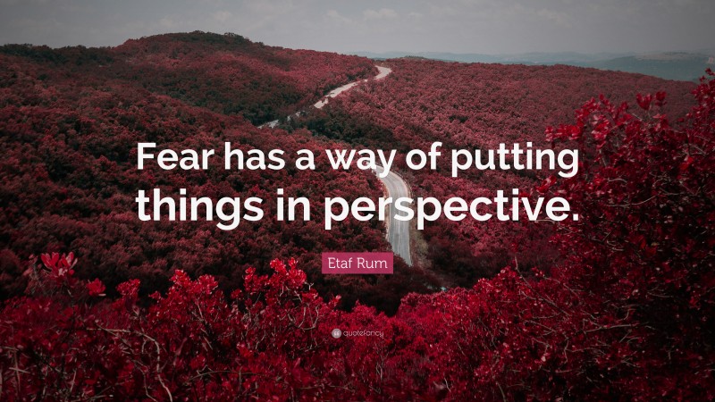 Etaf Rum Quote: “Fear has a way of putting things in perspective.”