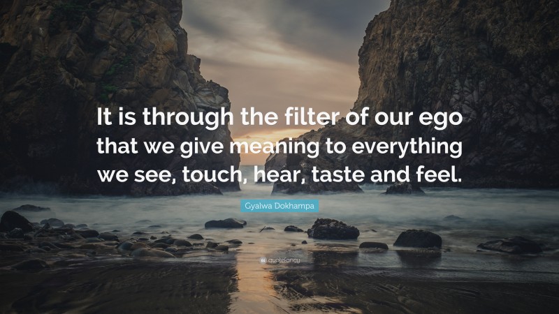 Gyalwa Dokhampa Quote: “It is through the filter of our ego that we give meaning to everything we see, touch, hear, taste and feel.”