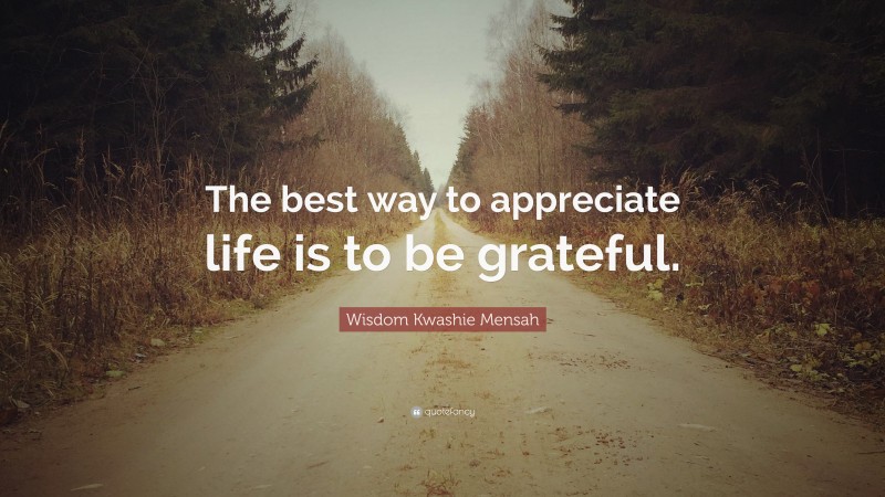 Wisdom Kwashie Mensah Quote: “The best way to appreciate life is to be grateful.”