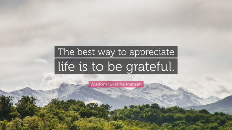 Wisdom Kwashie Mensah Quote: “The best way to appreciate life is to be grateful.”