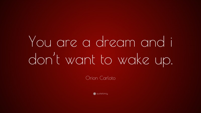 Orion Carloto Quote: “You are a dream and i don’t want to wake up.”