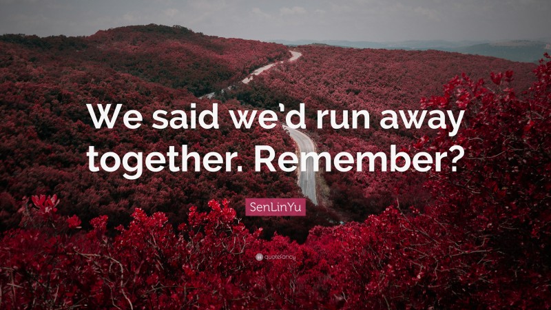 SenLinYu Quote: “We said we’d run away together. Remember?”