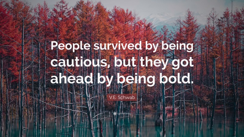 V.E. Schwab Quote: “People survived by being cautious, but they got ahead by being bold.”