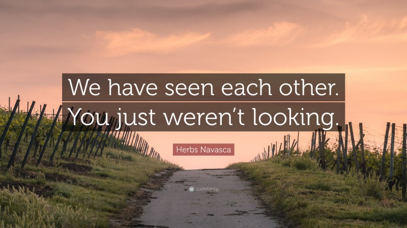 Herbs Navasca Quote: “We have seen each other. You just weren’t looking.”