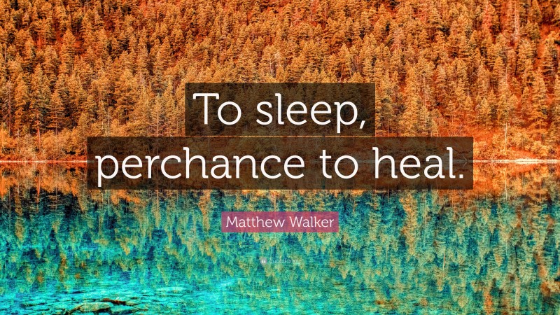 Matthew Walker Quote: “To sleep, perchance to heal.”