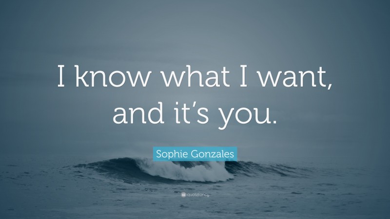 Sophie Gonzales Quote: “I know what I want, and it’s you.”