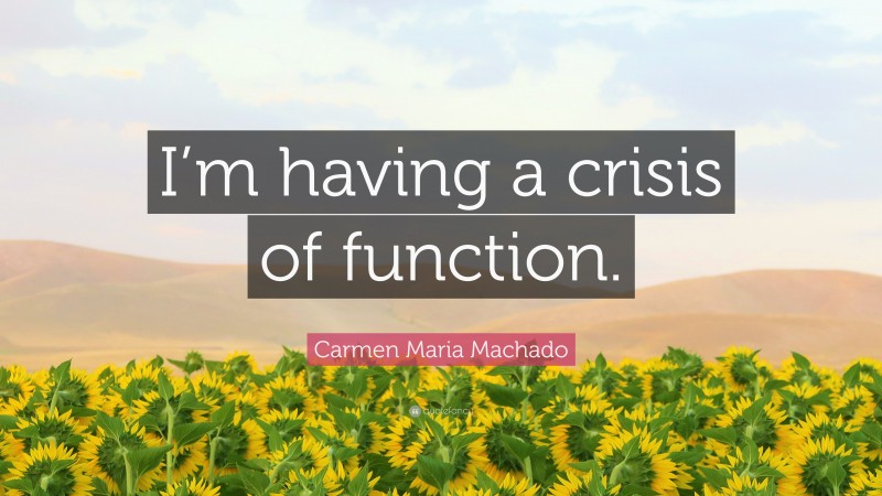 Carmen Maria Machado Quote: “I’m having a crisis of function.”