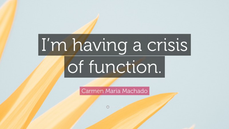 Carmen Maria Machado Quote: “I’m having a crisis of function.”