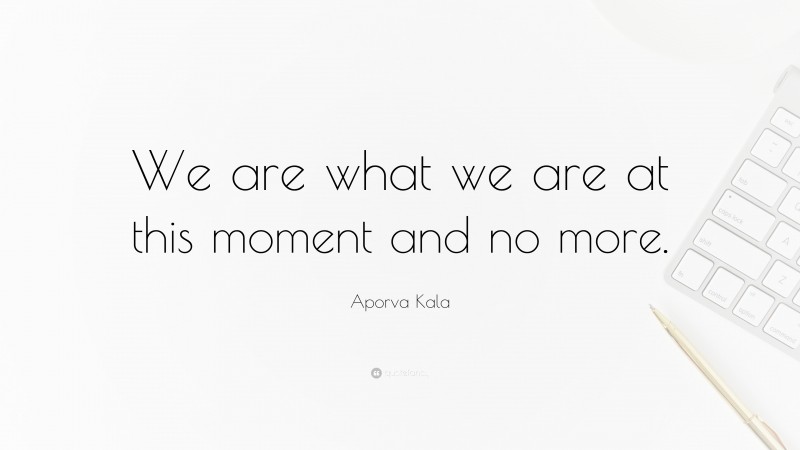 Aporva Kala Quote: “We are what we are at this moment and no more.”
