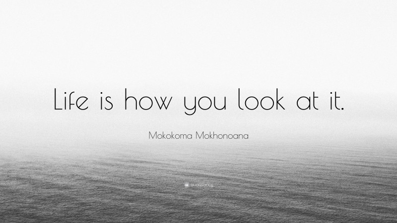 Mokokoma Mokhonoana Quote: “Life is how you look at it.”