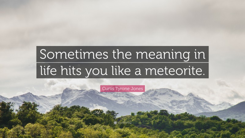 Curtis Tyrone Jones Quote: “Sometimes the meaning in life hits you like a meteorite.”