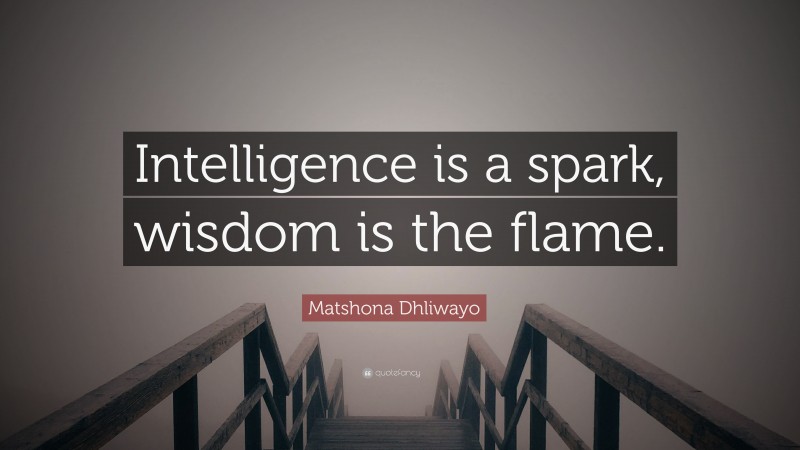 Matshona Dhliwayo Quote: “Intelligence is a spark, wisdom is the flame.”