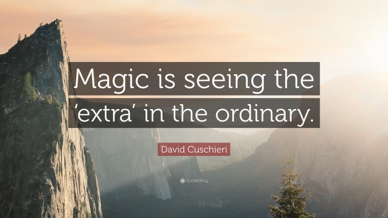 David Cuschieri Quote: “Magic is seeing the ‘extra’ in the ordinary.”