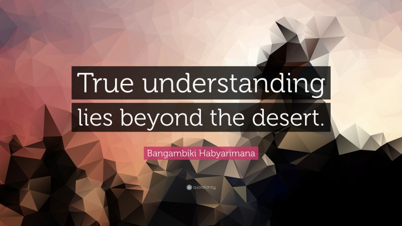 Bangambiki Habyarimana Quote: “True understanding lies beyond the desert.”