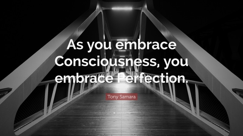 Tony Samara Quote: “As you embrace Consciousness, you embrace Perfection.”