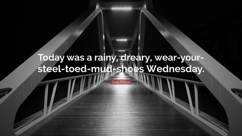 Greg Pincus Quote: “Today was a rainy, dreary, wear-your-steel-toed-mud-shoes Wednesday.”