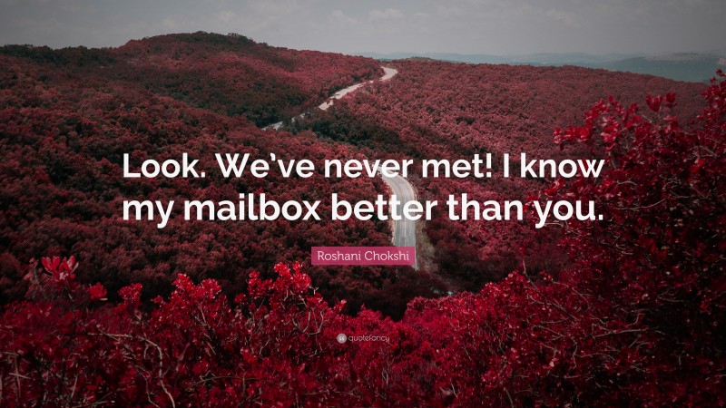 Roshani Chokshi Quote: “Look. We’ve never met! I know my mailbox better than you.”