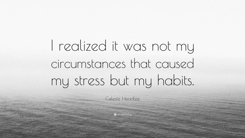 Celeste Headlee Quote: “I realized it was not my circumstances that caused my stress but my habits.”