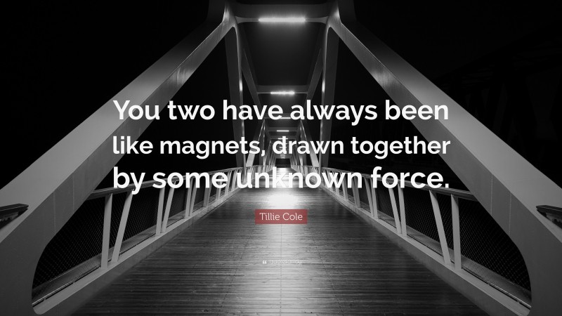 Tillie Cole Quote: “You two have always been like magnets, drawn together by some unknown force.”
