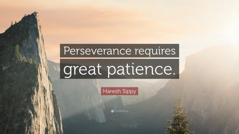 Haresh Sippy Quote: “Perseverance requires great patience.”