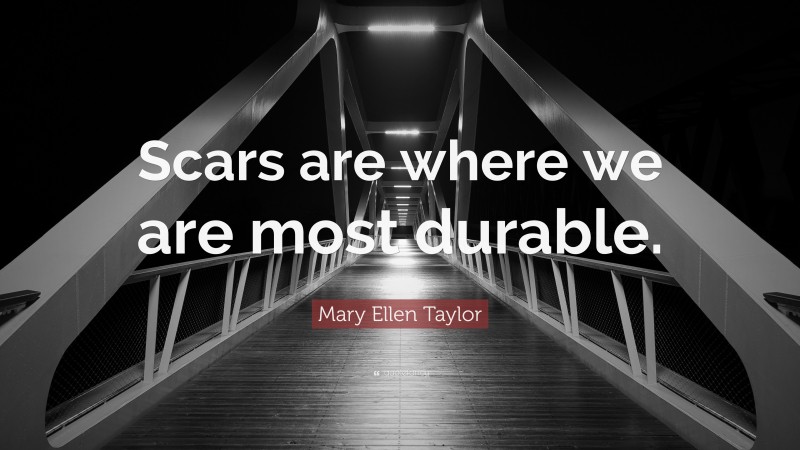 Mary Ellen Taylor Quote: “Scars are where we are most durable.”