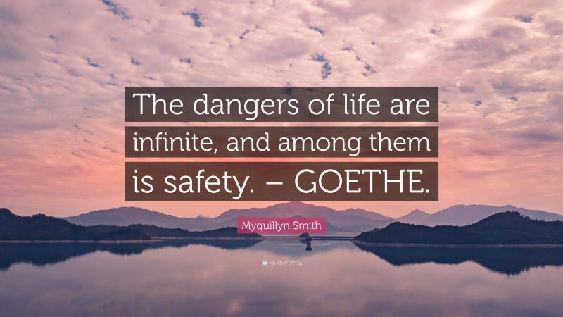 Myquillyn Smith Quote: “The dangers of life are infinite, and among them is safety. – GOETHE.”