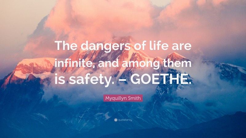 Myquillyn Smith Quote: “The dangers of life are infinite, and among them is safety. – GOETHE.”