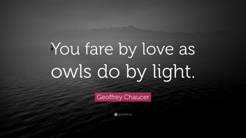 Geoffrey Chaucer Quote: “You fare by love as owls do by light.”