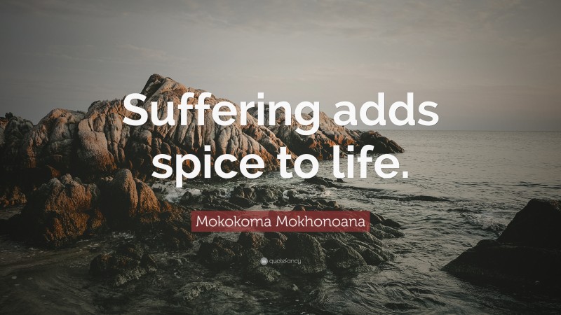 Mokokoma Mokhonoana Quote: “Suffering adds spice to life.”