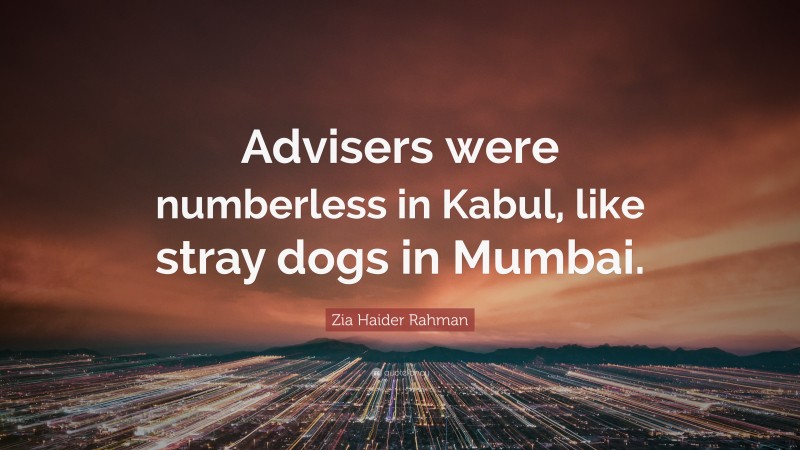 Zia Haider Rahman Quote: “Advisers were numberless in Kabul, like stray dogs in Mumbai.”