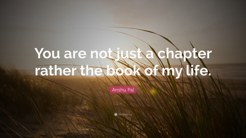 Anshu Pal Quote: “You are not just a chapter rather the book of my life.”