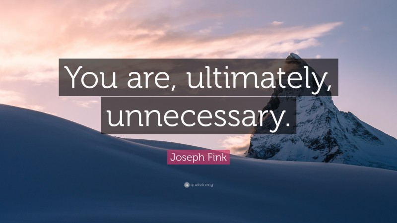 Joseph Fink Quote: “You are, ultimately, unnecessary.”