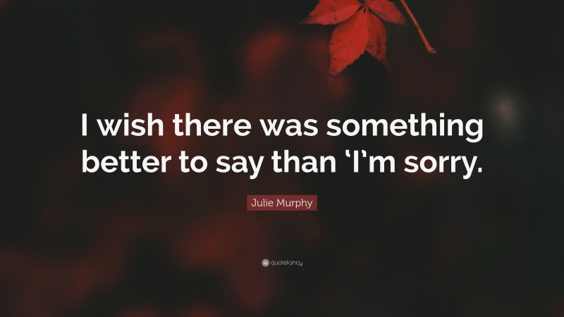 Julie Murphy Quote: “I wish there was something better to say than ‘I’m sorry.”