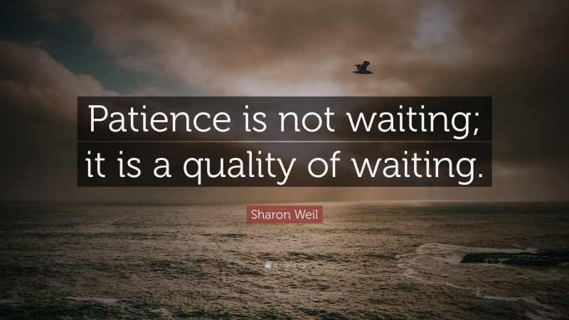 Sharon Weil Quote: “Patience is not waiting; it is a quality of waiting.”