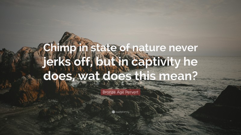 Bronze Age Pervert Quote: “Chimp in state of nature never jerks off, but in captivity he does, wat does this mean?”
