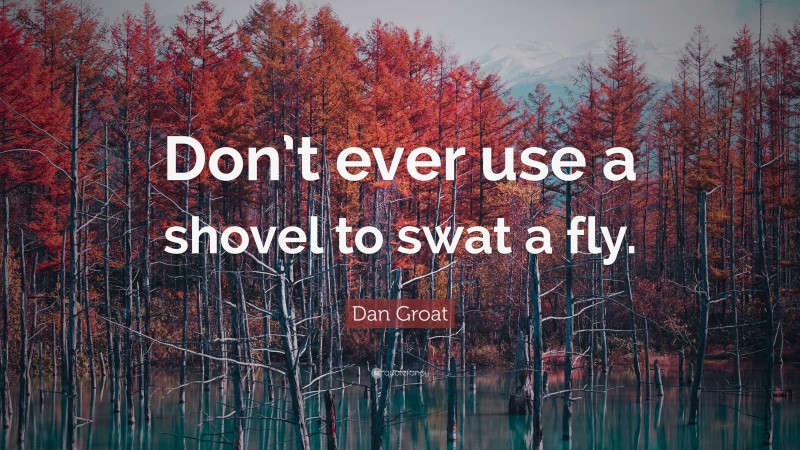 Dan Groat Quote: “Don’t ever use a shovel to swat a fly.”