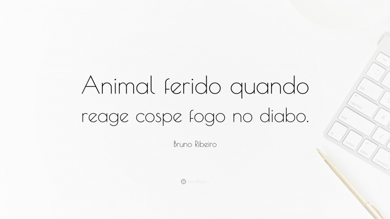 Bruno Ribeiro Quote: “Animal ferido quando reage cospe fogo no diabo.”