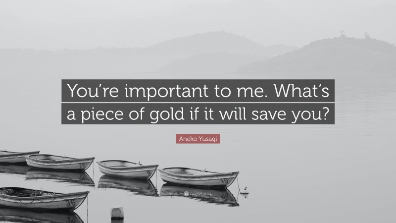 Aneko Yusagi Quote: “You’re important to me. What’s a piece of gold if it will save you?”