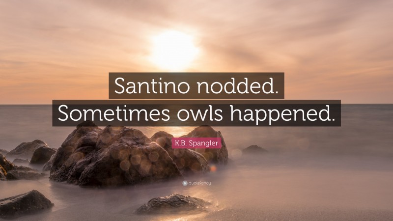 K.B. Spangler Quote: “Santino nodded. Sometimes owls happened.”