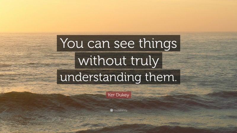 Ker Dukey Quote: “You can see things without truly understanding them.”