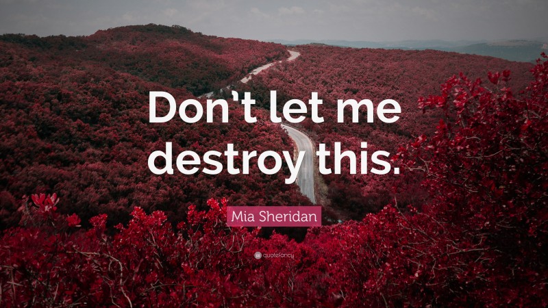 Mia Sheridan Quote: “Don’t let me destroy this.”