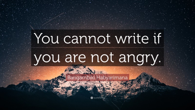 Bangambiki Habyarimana Quote: “You cannot write if you are not angry.”