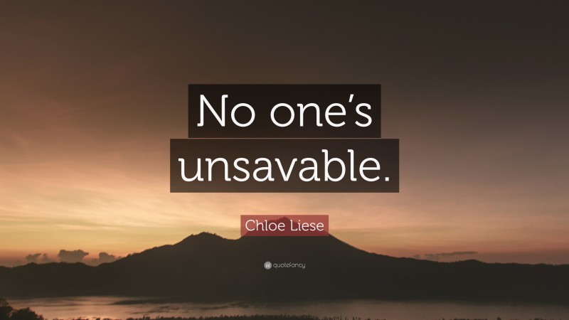 Chloe Liese Quote: “No one’s unsavable.”