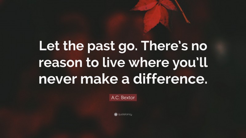 A.C. Bextor Quote: “Let the past go. There’s no reason to live where you’ll never make a difference.”